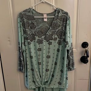 Pink coconut tie at waist and longer in back